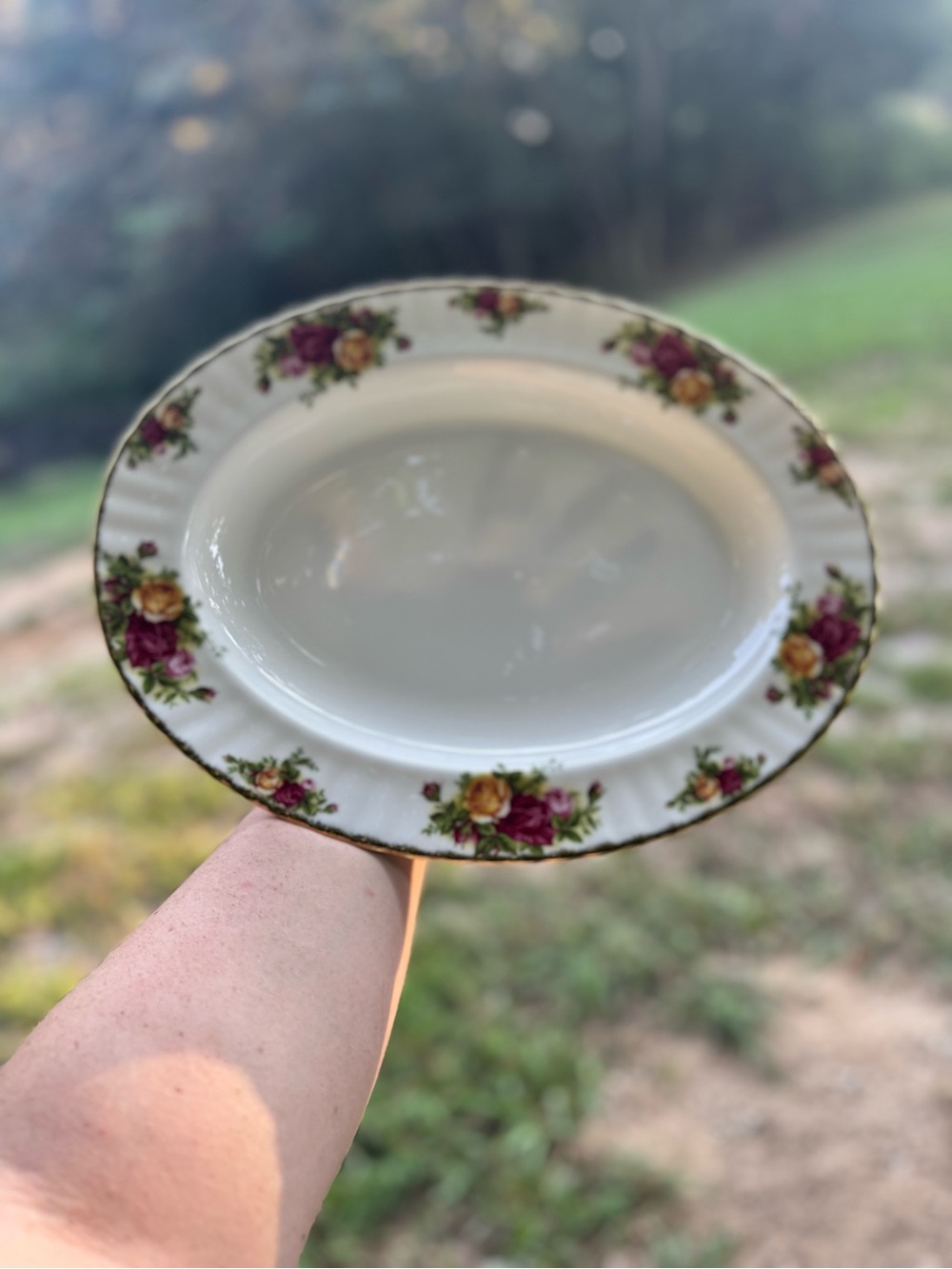 Vintage Royal Albert Bone China old country roses 13 in oval serving platter
